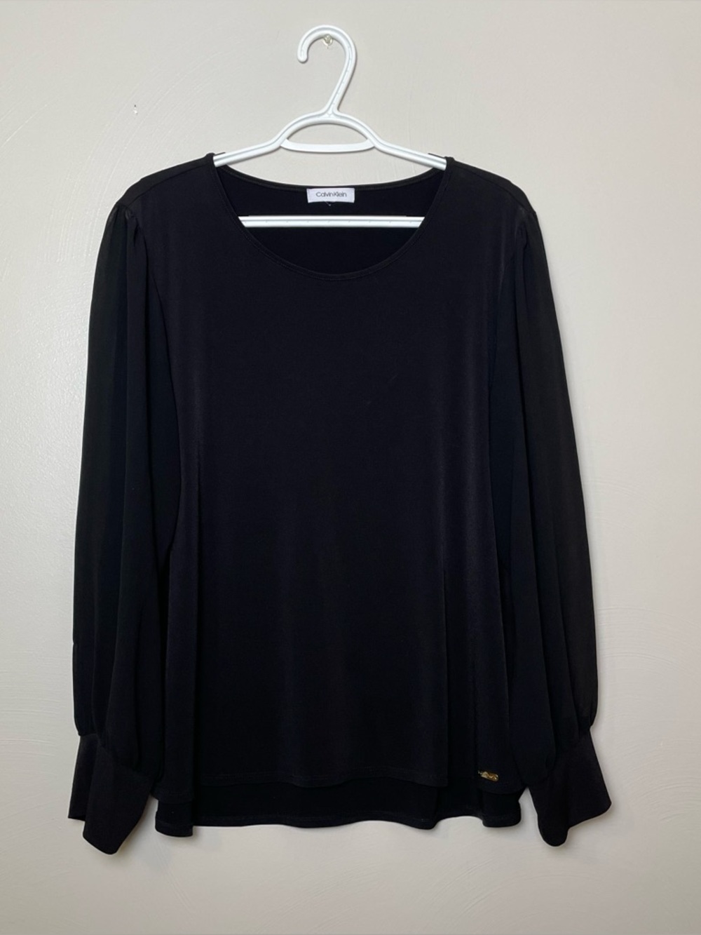 Calvin Klein Black Long Sleeve Blouse Size Large